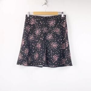 2/$30 LOFT Small Womens Black Cherry Blossom Elastic Waist A-line Skirt